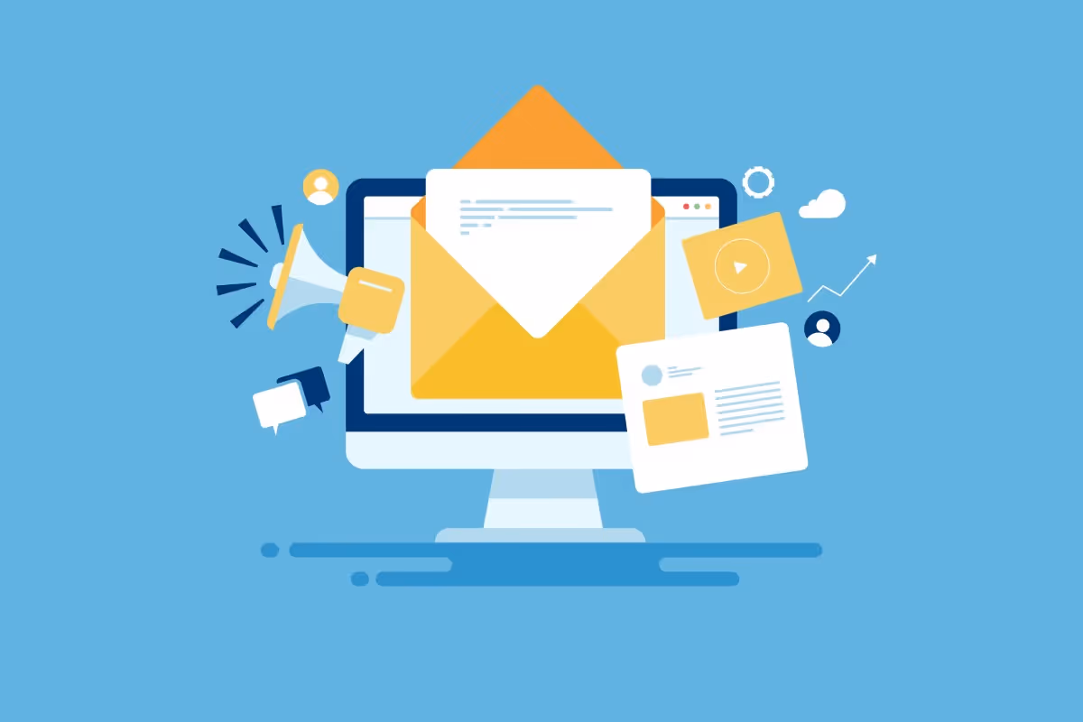 Image représentant un envoi d'email depuis un ordinateur